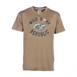 T Shirt Homme Percussion Wildboar Sanglier Beige