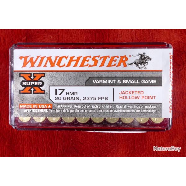 Cartouches Winchester Super X calibre 17HMR JHP xtp 20 grains