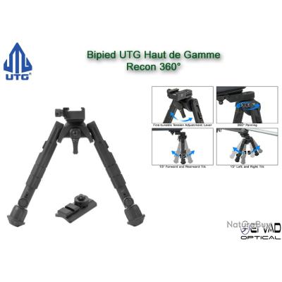 9-13 inch Réglable de 23 à 33 cm Bipied tête pivotante Swivel Rifle Bipod pour la chasse et tir
