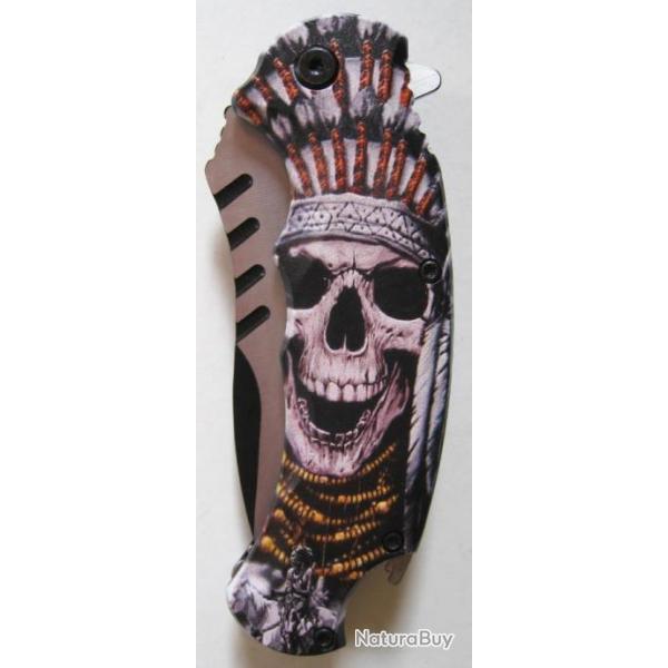 COUTEAU DE COLLECTION  SKULL INDIEN - Rf.168