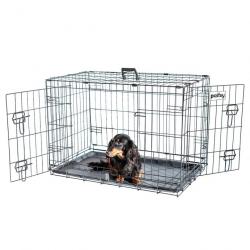 Cage pour chien FortressooM, caisse de transport pour chien et chiot 75x47x54cm, pliable, 2 portes, 