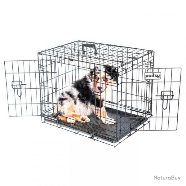 Cage pour chien FortressooS, caisse de transport pour chien et chiot 60x43x49cm, pliable, 2 portes, 