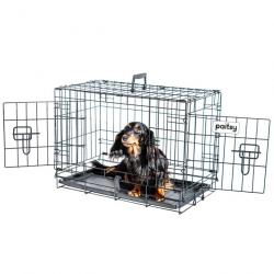 Cage pour chien FortressooXS, caisse de transport pour chien et chiot 56x33x41cm, pliable, 2 portes,