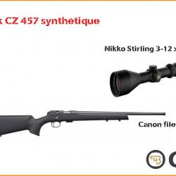 Pack CZ 457 synthétique fileté + Nikko Stirling 3-12 x 56 Montage médium