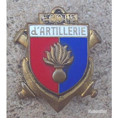 32° Régiment d'Artillerie, émail, dos guilloché argenté, épingle