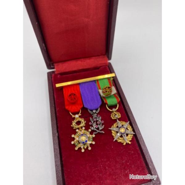 Barrette de 3 miniatures en or