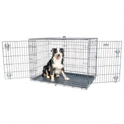 Cage pour chien FortressooXL, caisse de transport pour chien moyen 107x71x77cm, pliable, 2 portes, p