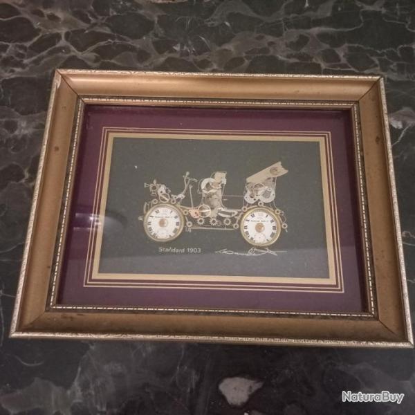 petit tableau ancien vhicule 1903 avec mcanisme / engrenage montre