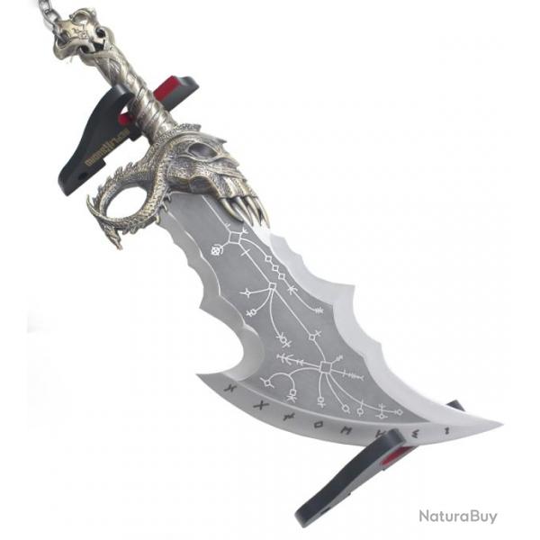 Kratos Lame du Chaos God of War Poignard Kratos Dague Couteau Acier + Presentoir en Bois Repliksword