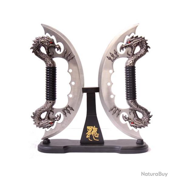 Dagues Fantastiques Double Silver Dragon Fantasy Couteau Repliksword