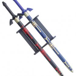 Pack 2 Epees Link Zelda Black et Blue + Fourreaux + Support Repliksword