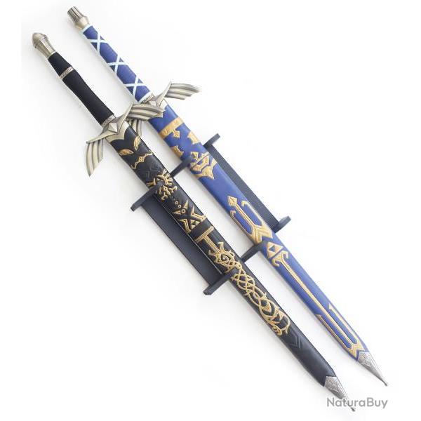 Lot 2 Epees Link Zelda Black et Blue + Support Repliksword