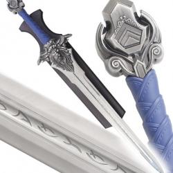 Warcraft Epee Garde V1 Replique Acier Epee Chevalier + Plaque Bois Repliksword