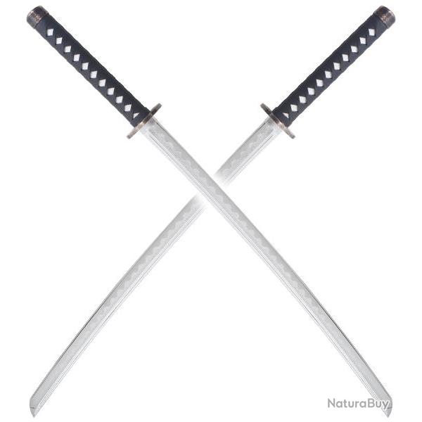 Pack 2 Katanas en Polypropylene Argent 105cm Entrainement Epee Combat Katana Japonais Repliksword