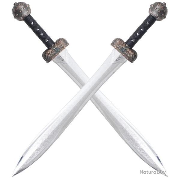 Pack 2 Epees Glaive Gladiateur Polypropylene Argent Entrainement Combat 84cm Repliksword