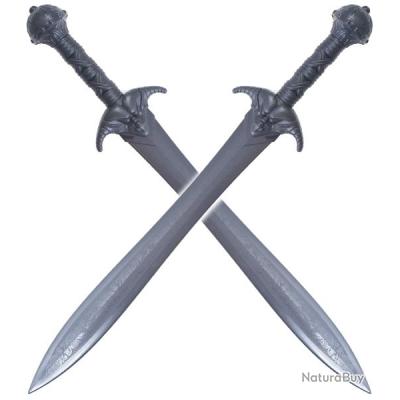 Pack 2 Épées Excalibur Plastique Argent – 95 Cm, Combat & Entraînement Sans Danger