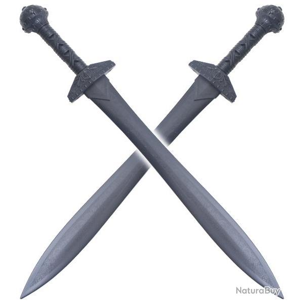 Pack 2 Epees Tout en Polypropylene Glaive Gladiateur Epee Noir Entrainement Repliksword