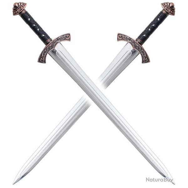 Pack 2 Epees Medievale Lancelot Argent en Polypropylene Epee 1 Main Entrainement Repliksword