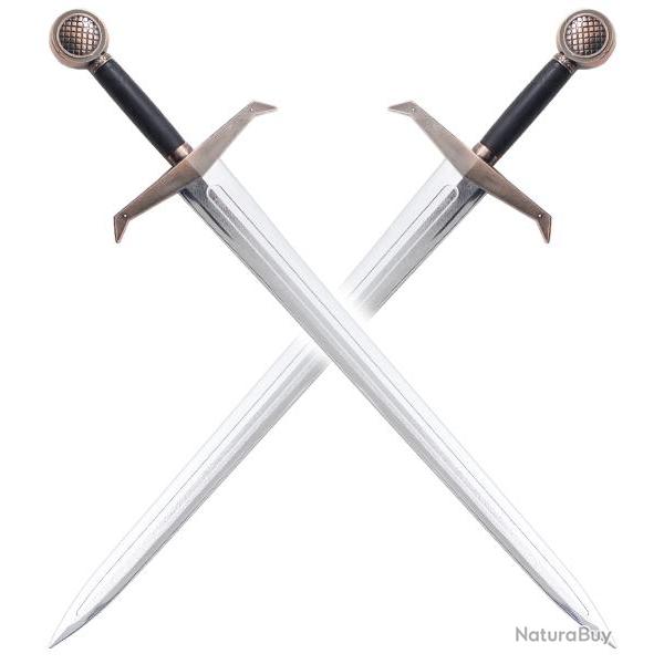 Pack 2 Epees Medievale Chevalier en Polypropylene Argent Epee 1 Main Entrainement Repliksword