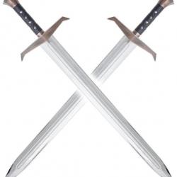 Pack 2 Epees Excalibur en Polypropylene Argent Epee Arthur 1 Main Entrainement Repliksword