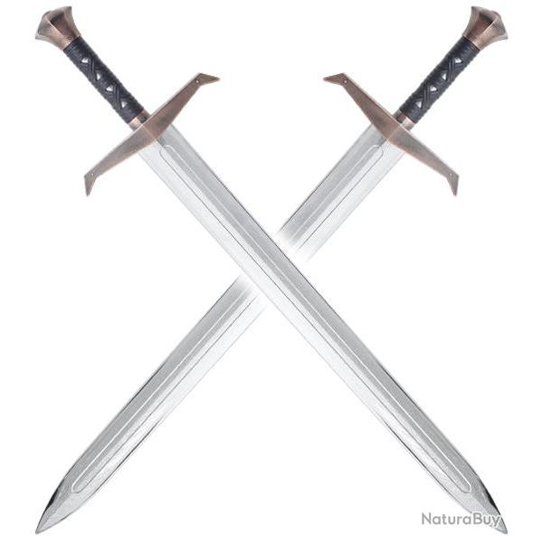 Pack 2 Epees Excalibur en Polypropylene Argent Epee Arthur 1 Main Entrainement Repliksword