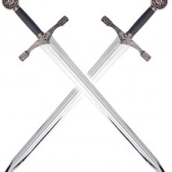 Pack 2 Epees Arthur Excalibur en Polypropylene Argent Epee Entrainement Combat Repliksword