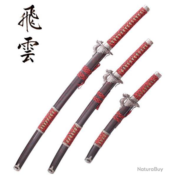 Katana Set 3 - Dragon Wing Red Edition Epee Sabre Tanto Wakazashi Katana Japonais Repliksword