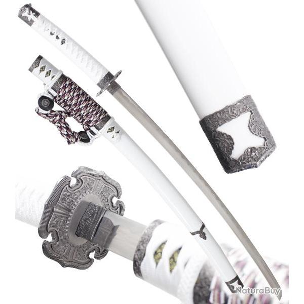 Katana Japonais Blanc Decoration Epee Sabre Replique Katana Japonais Repliksword