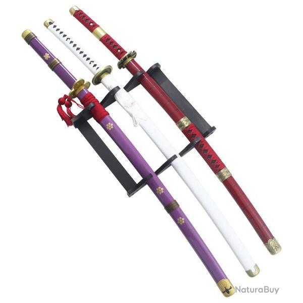 Pack 3 Katanas Tranchants Zoro One Piece Lame Maru V2 Katana Japonais Repliksword