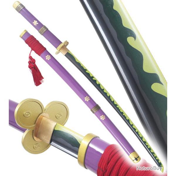 One Piece Katana Tranchant Enma Sabre de Zoro Epee Meito Lame Maru Violet Katana Japonais Replikswor