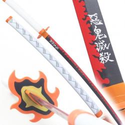 Demon Slayer Katana en Bois Lame en Bois Katana Kyojuro Rengoku Epee en Bois Kimetsu No Yaiba Sabre 