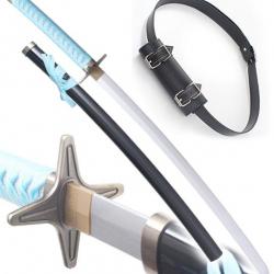 Bleach Epee Toshiro Katana en Bois Epee Zanpakuto Sabre Toushiro Hyorinmaru + Ceinturon Noir Porte E