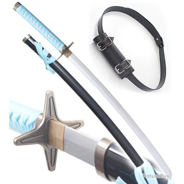 Bleach Epee Toshiro Katana en Bois Epee Zanpakuto Sabre Toushiro Hyorinmaru + Ceinturon Noir Porte E