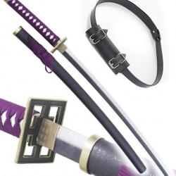 Bleach Sabre en Bois Byakuya Katana Zanpakuto Kuchiki Epee + Ceinturon Noir Porte Epee Ceinture Kata