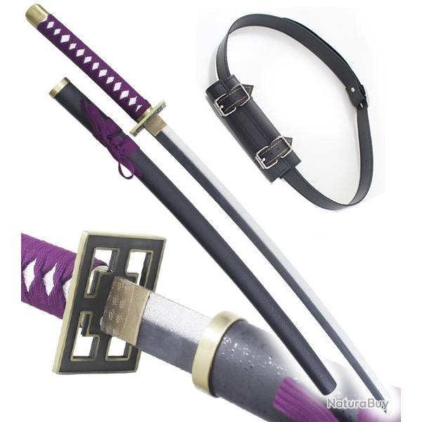 Bleach Sabre en Bois Byakuya Katana Zanpakuto Kuchiki Epee + Ceinturon Noir Porte Epee Ceinture Kata