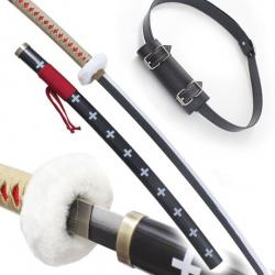 One Piece Sabre en Bois Trafalgar Law Replique Katana Sabre + Ceinturon Noir Porte Epee Ceinture Kat