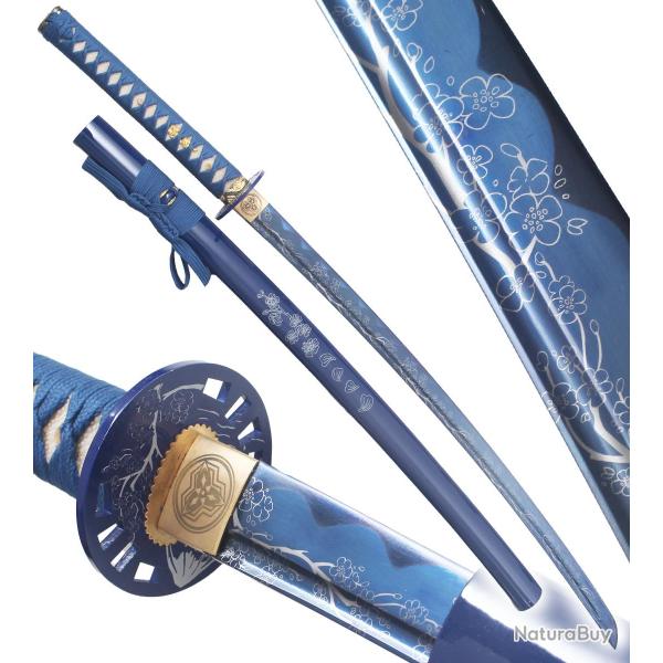 Danzan Katana Forg Blue Flowers Sabre Tranchant Epee - Maru 1045 Katana Japonais Repliksword