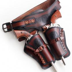 Western Cowboy Porte Pistolet Ceinture 2 Places CE2 Repliksword