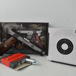 PACK PISTOLET COLT + CARTOUCHES CO2 + CIBLES + PORTE CIBLES + BILLES D'ACIER