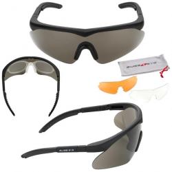 Lunettes "Raptor" Kit w/ 3 verres (SwissEye) Noir Transparent / Orange / Fumé