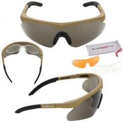 Lunettes "Raptor" Kit w/ 3 verres (SwissEye) Désert Transparent / Orange / Fumé