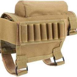 Busc Pochette de Repos de Joue de Fusil Tactique Cartouchière 7 Munitions Kaki