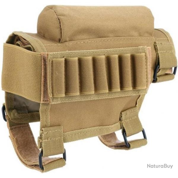 Busc Pochette de Repos de Joue de Fusil Tactique Cartouchire 7 Munitions Kaki