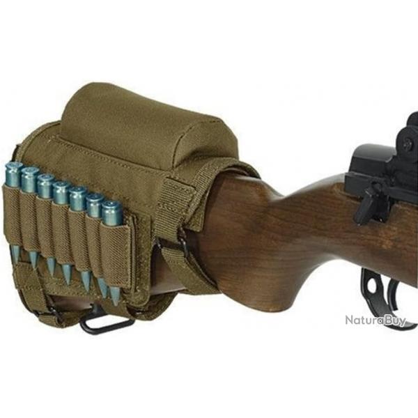 Busc Pochette de Repos de Joue de Fusil Tactique Cartouchire 7 Munitions Vert