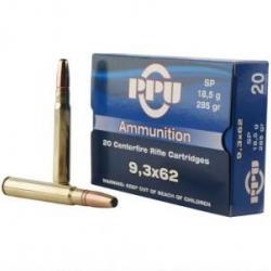 20 munitions PARTIZAN 9.3x62 SP 285 grains 18.5G