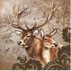 Serviettes de table papier couple cerf et biche