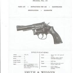 notice SMITH WESSON modèle 18 (envoi par mail) - VENDU PAR JEPERCUTE (m2023)