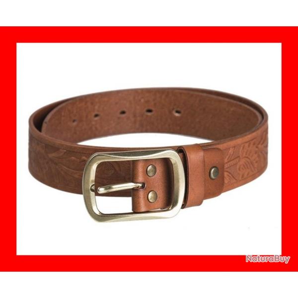 CEINTURE WESTERN EN CUIR 100CM MARRON