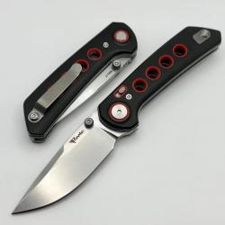 Couteau Reate Knives PL-XT Black/Red Manche Micarta Lame Acier Nitro-V IKBS Pivot Lock IKBS REA139