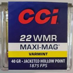 Munitions CCI 22WMR Varmint Maxi Mag HP par 100